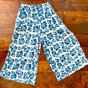 Gorman Blue Patterned Wide Leg Gaucho Style Pants, AU 8 - US 4